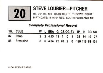 1989 Cal League #20 Steve Loubier Back