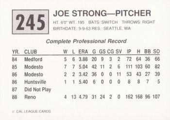 1989 Cal League #245 Joe Strong Back