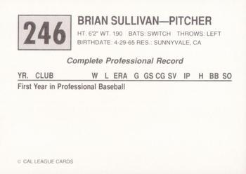 1989 Cal League #246 Brian Sullivan Back