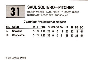 1989 Cal League #31 Saul Soltero Back