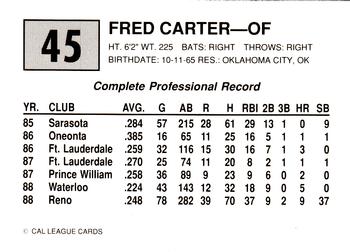 1989 Cal League #45 Fred Carter Back