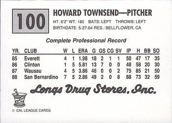 1989 Cal League #100 Howard Townsend Back