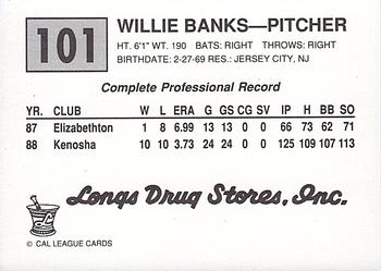 1989 Cal League #101 Willie Banks Back