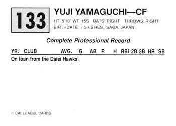 1989 Cal League #133 Yuji Yamaguchi Back