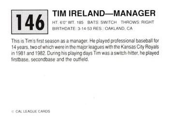 1989 Cal League #146 Tim Ireland Back