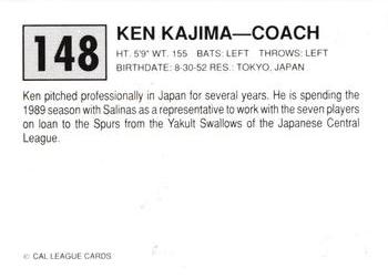 1989 Cal League #148 Ken Kajima Back
