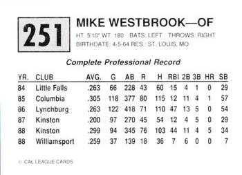 1989 Cal League #251 Mike Westbrook Back