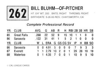 1989 Cal League #262 Bill Bluhm Back