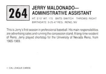 1989 Cal League #264 Jerry Maldonado Back