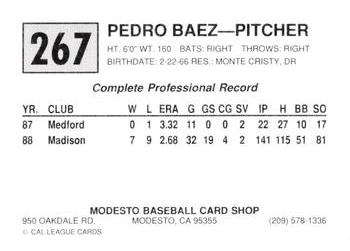1989 Cal League #267 Pedro Baez Back
