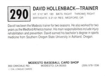 1989 Cal League #290 David Hollenback Back