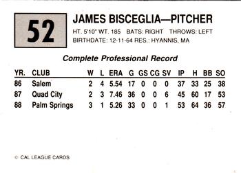 1989 Cal League #52 James Bisceglia Back