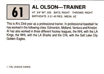 1989 Cal League #61 Al Olson Back