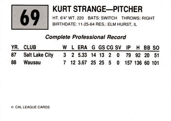 1989 Cal League #69 Kurt Stange Back
