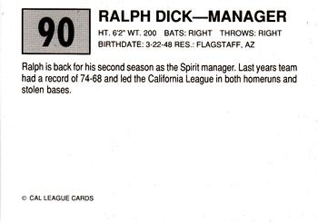 1989 Cal League #90 Ralph Dick Back