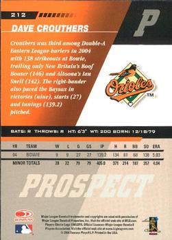 2005 Leaf #212 Dave Crouthers Back