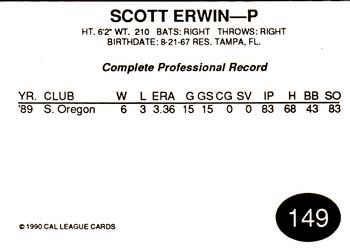 1990 Cal League #149 Scott Erwin Back