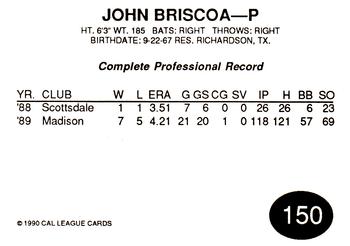 1990 Cal League #150 John Briscoe Back