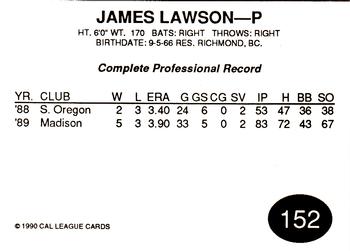 1990 Cal League #152 James Lawson Back