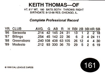 1990 Cal League #161 Keith Thomas Back