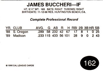 1990 Cal League #162 James Buccheri Back