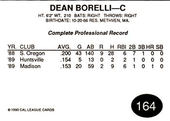 1990 Cal League #164 Dean Borrelli Back