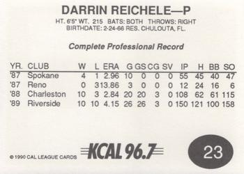 1990 Cal League #23 Darrin Reichle Back