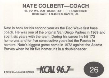 1990 Cal League #26 Nate Colbert Back