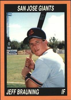 1990 Cal League #34 Jeff Brauning Front