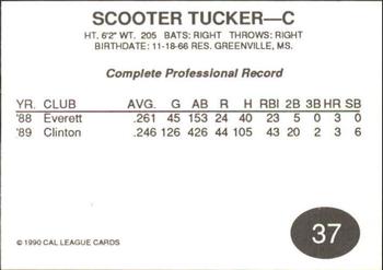 1990 Cal League #37 Scooter Tucker Back