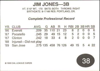 1990 Cal League #38 Jim Jones Back