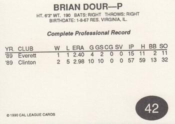 1990 Cal League #42 Brian Dour Back