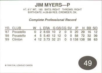 1990 Cal League #49 Jim Myers Back