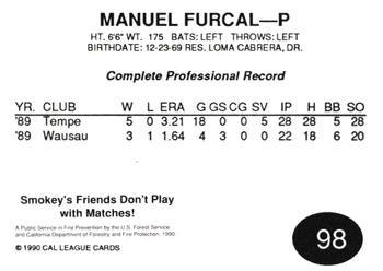1990 Cal League #98 Manuel Furcal Back