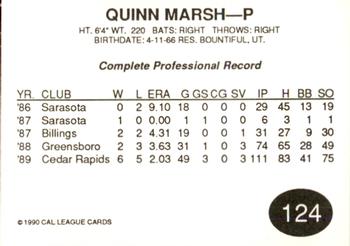 1990 Cal League #124 Quinn Marsh Back