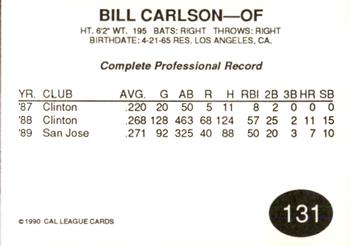 1990 Cal League #131 Bill Carlson Back