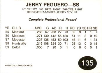 1990 Cal League #135 Jerry Peguero Back
