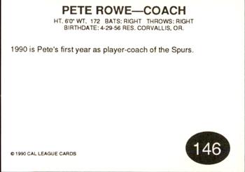 1990 Cal League #146 Pete Rowe Back