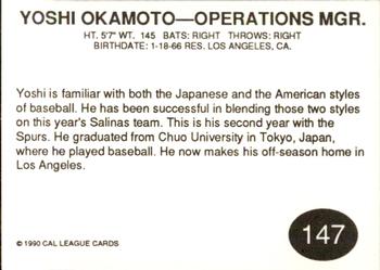 1990 Cal League #147 Yoshi Okamoto Back