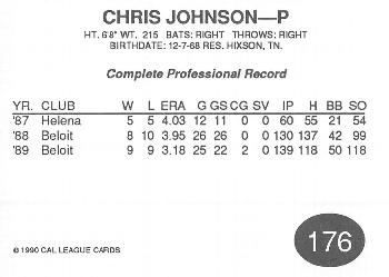1990 Cal League #176 Chris Johnson Back