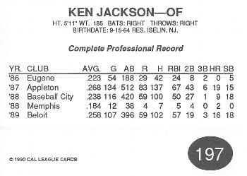 1990 Cal League #197 Ken Jackson Back