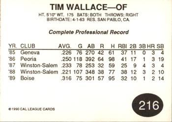 1990 Cal League #216 Tim Wallace Back
