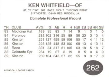 1990 Cal League #262 Ken Whitfield Back
