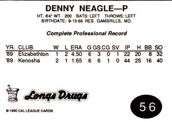 1990 Cal League #56 Denny Neagle Back
