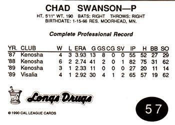 1990 Cal League #57 Chad Swanson Back
