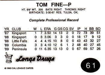 1990 Cal League #61 Tom Fine Back