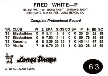 1990 Cal League #63 Fred White Back