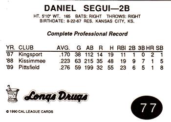 1990 Cal League #77 Daniel Segui Back