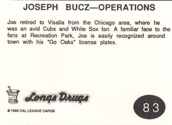 1990 Cal League #83 Joseph Bucz Back