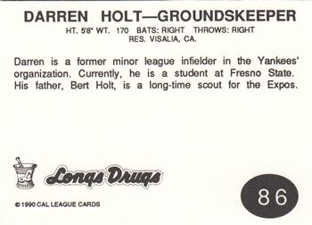 1990 Cal League #86 Darren Holt Back
